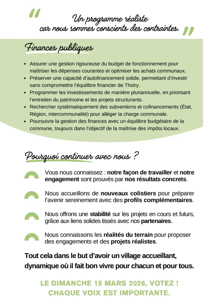 Élections municipales Thoiry programme