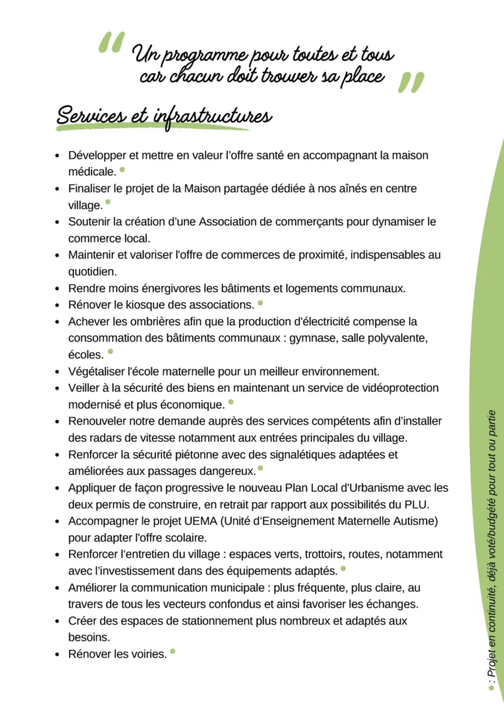 municipales Thoiry programme elections